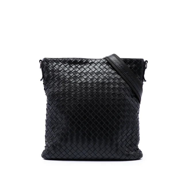 Black Bottega Veneta Nappa Intrecciato VN Crossbody in Black Nappa leather from Designer Revival