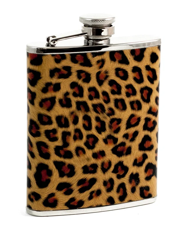 Bey-Berk 6oz Stainless Steel Leopard Pattern Flask, image 1 of 1 from Rue La La