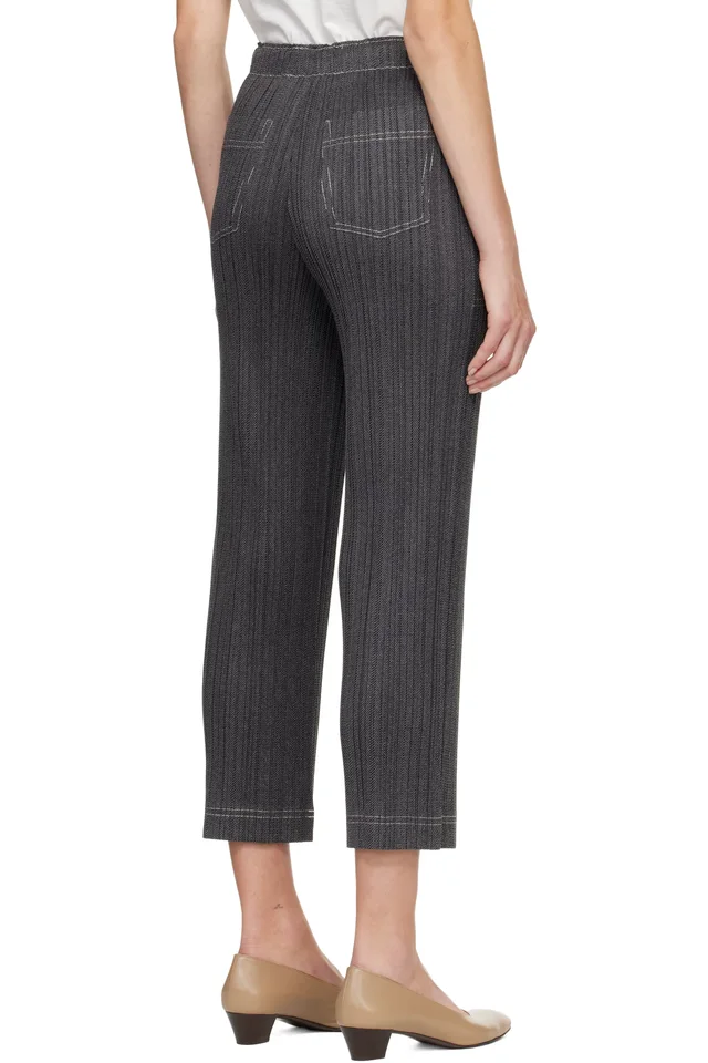 PLEATS PLEASE ISSEY MIYAKE Gray Cotton Denim Trousers, photo 3 of 4 from SSENSE