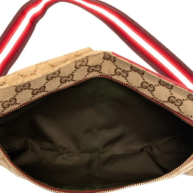 Red Gucci GG Canvas Web Double Pocket Belt Bag in Red Canvas from Designer Revival, photo 2 of 2