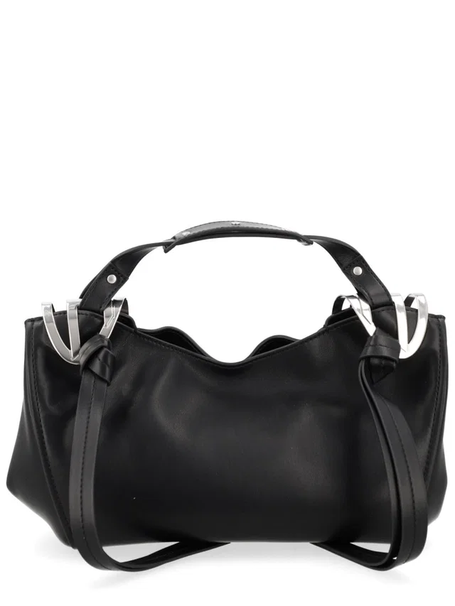 Diesel Knot-D Top Handle Bag — Black Calf Leather in Black Calfskin from HEWI