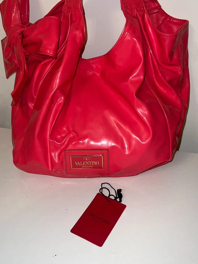 Valentino Garavani Pink Bow-Detail Shoulder Bag in red Leather from Poshmark