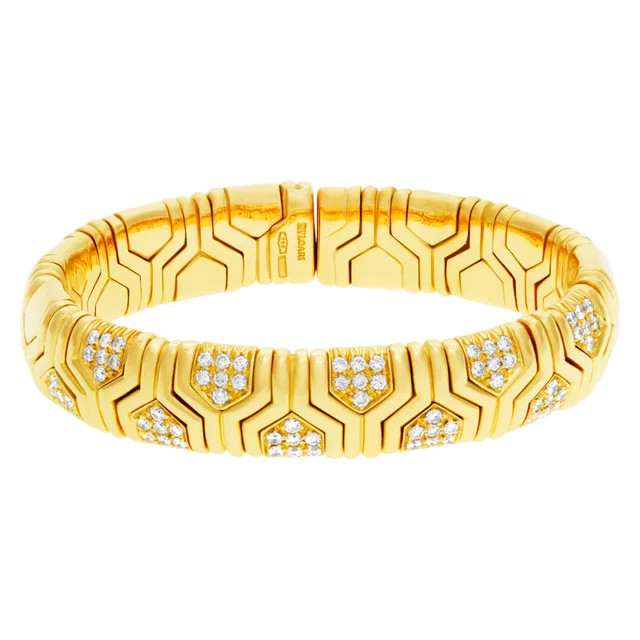 Bvlgari "Parentesi" Collection Bracelet With Diamonds in Yellow Gold from Gray And Sons