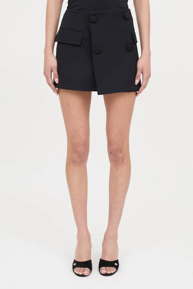 Balmain Button Wrap Skort in Wool from VSP Consignment