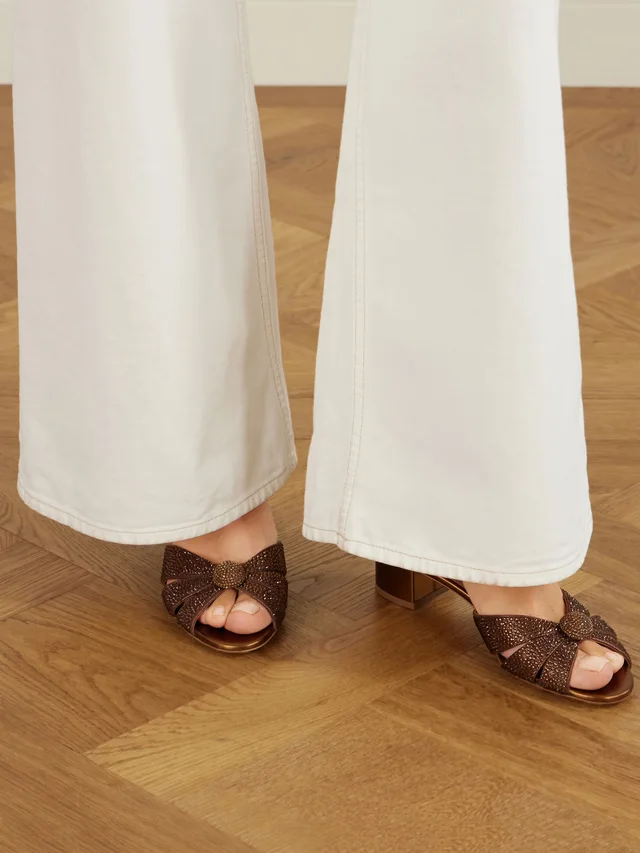 AQUAZZURA Italian Flirt 35 crystal-embellished leather mules in Metallic, photo 2 of 2 from NET-A-PORTER (Canada)