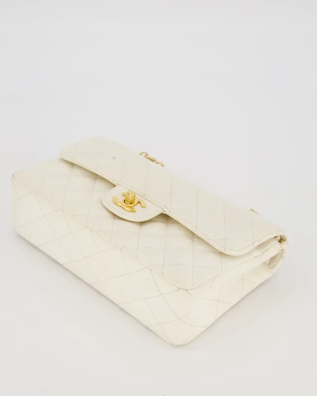 Chanel Vintage White Small Classic Double Flap Bag in White Caviar leather from Sellier, photo 19 of 20