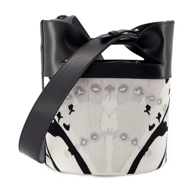 Alexander McQueen Bow-Print Jacquard Crossbody Bag — White Calfskin in White Calfskin from HEWI