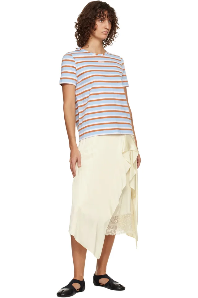 Marni Blue & Brown Striped Cotton T-shirt, photo 4 of 4 from SSENSE