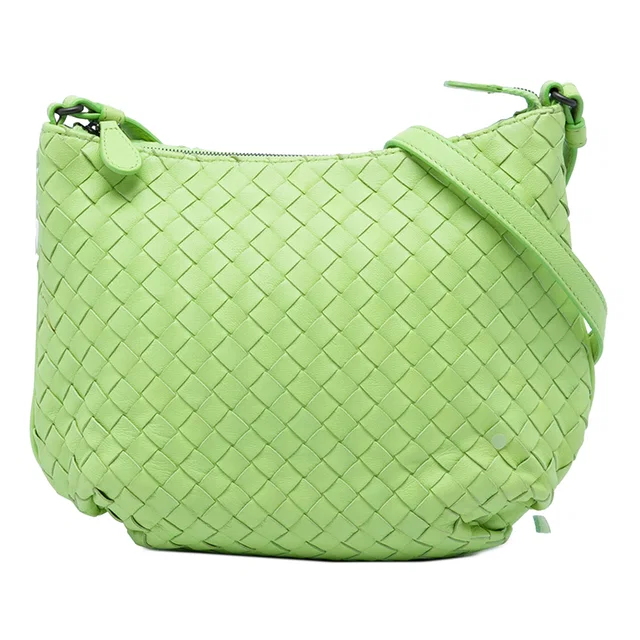Green Bottega Veneta Small Nappa Intrecciato Crossbody in Green Nappa leather from Designer Revival