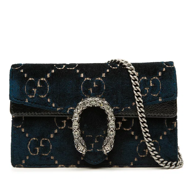 Blue Gucci Mini GG Velvet Dionysus Crossbody in Blue Velvet from Designer Revival
