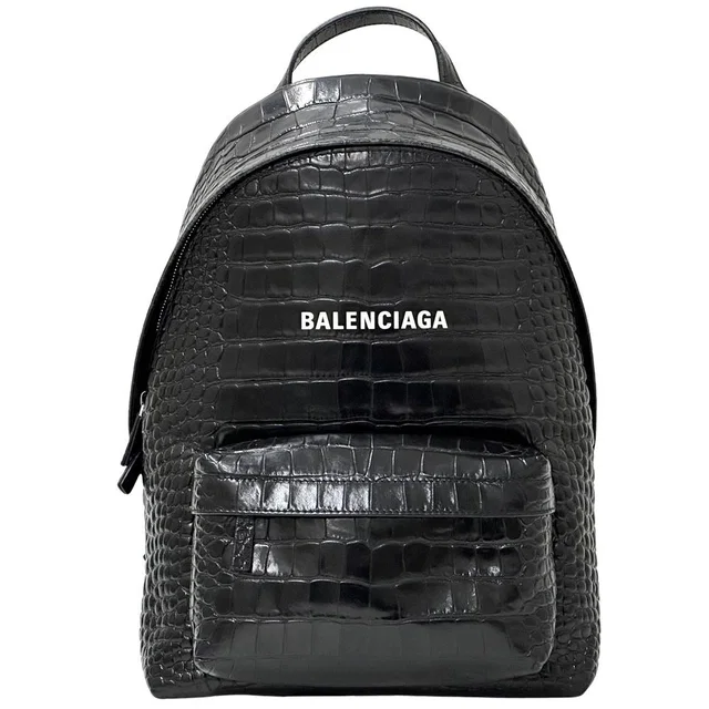 Balenciaga Backpack Embossed Leather Black in Black Leather from The Reluxe