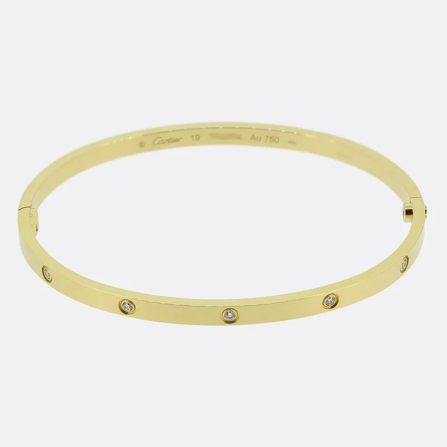 Cartier 10 Diamond Small LOVE Bangle Size 19 from The Vintage Jeweller