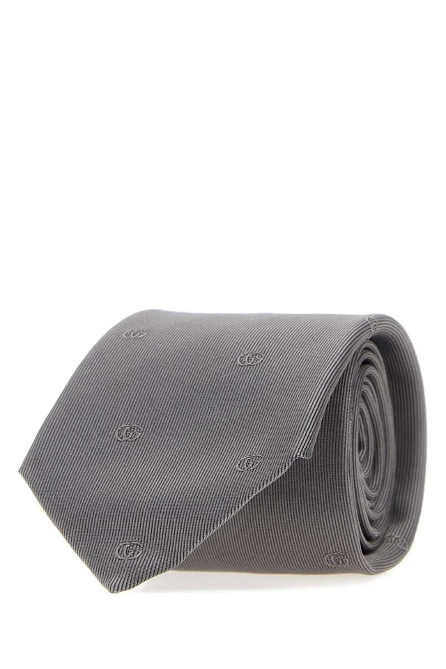 Gucci Running Necktie — Gray Silk Fabric Neckties in Grey Silk from HEWI