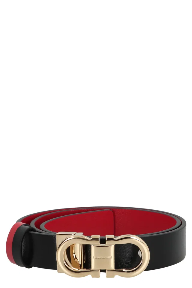 Ferragamo Gancini Belt — Black Calfskin in Black Calfskin from HEWI