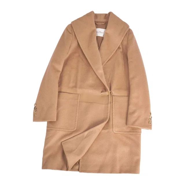 Max Mara White Tag Coat Double Breasted Camel in Brown Lambskin from The Reluxe