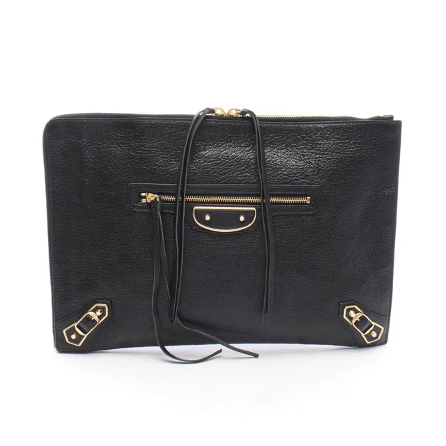 Balenciaga Classic Metallic Edge Leather Clutch Bag in Leather from LuxUness