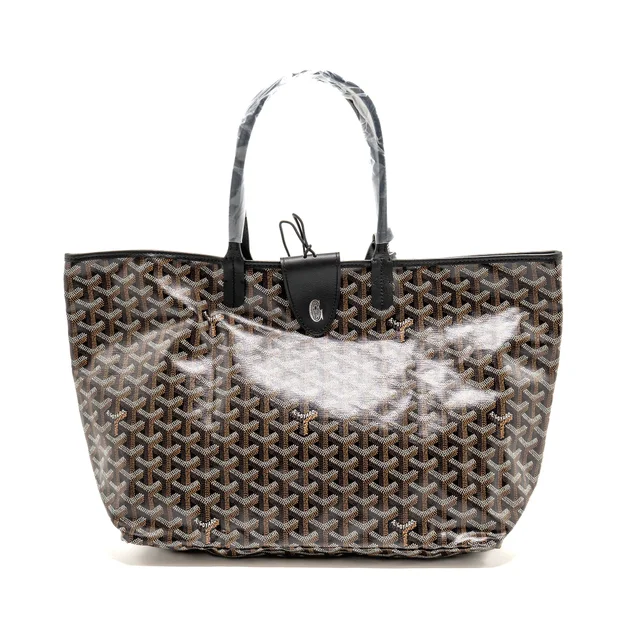 Goyard Saint Louis PM Bag Goyardine Canvas/Chevroches Calfskin Black SHW in Black Calfskin from EMIER
