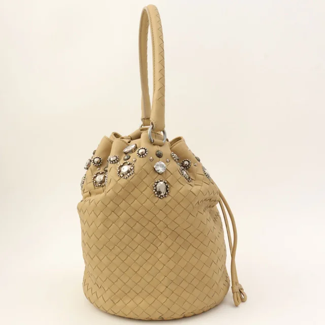 Bottega Veneta Bijoux Interlocking Handbag Beige in Beige Leather from VINTAGE QOO TOKYO, photo 4 of 11