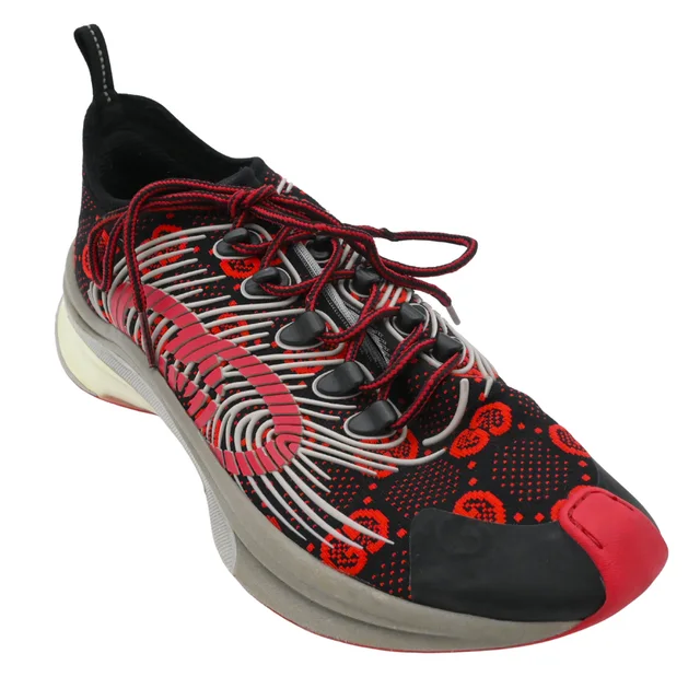 Gucci Black Red Run GG Knit Sneakers in Black from Clotheshorse Anonymous