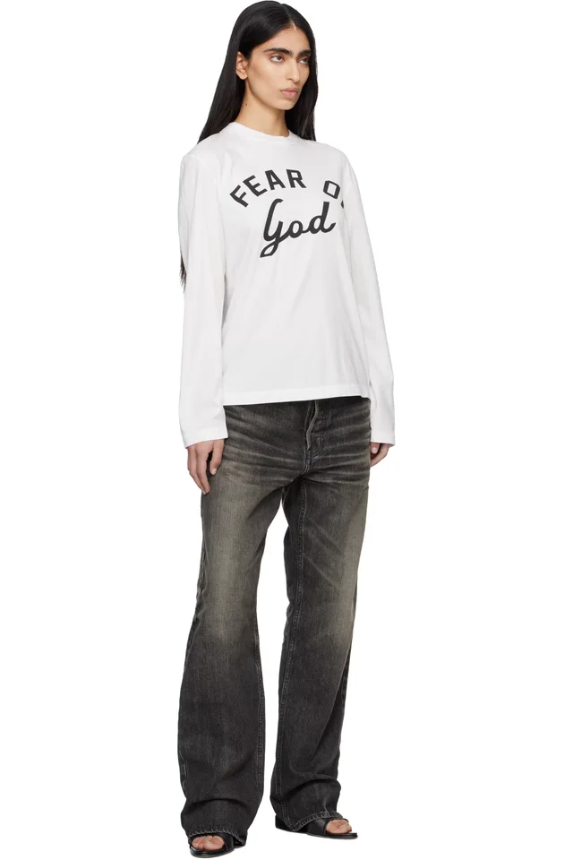 Fear of God White Varsity Long Sleeve T-shirt, photo 4 of 4 from SSENSE