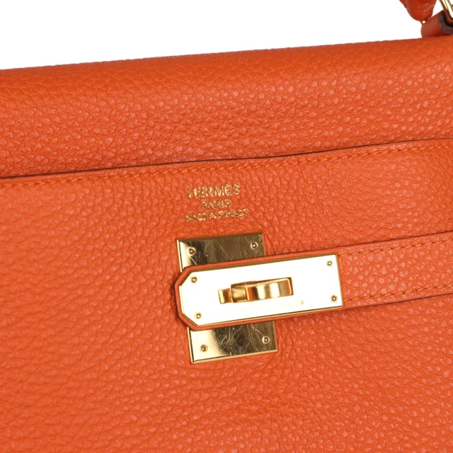 Hermès Kelly Retourne 35 Orange Togo Gold Hardware in Orange Togo leather from Madison Avenue Couture, photo 7 of 9