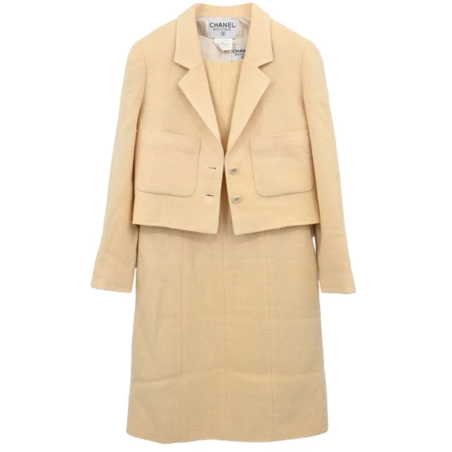 Chanel 1996 Setup Suit Jacket Sleeveless Dress Ivory #36 from AMORE Vintage Tokyo