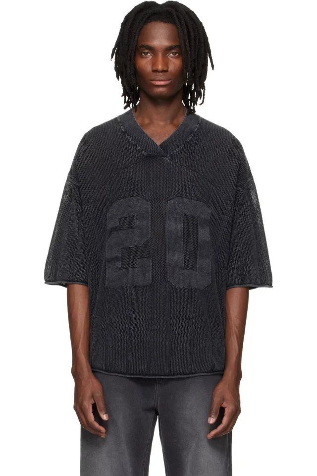Gray Knitted Varsity Jersey, image 1 of 1 from SSENSE