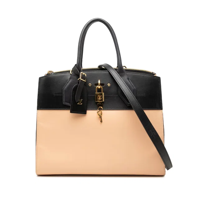 Black Louis Vuitton Tricolor Smooth Calfskin City Steamer MM Satchel in Black Calfskin from Designer Revival
