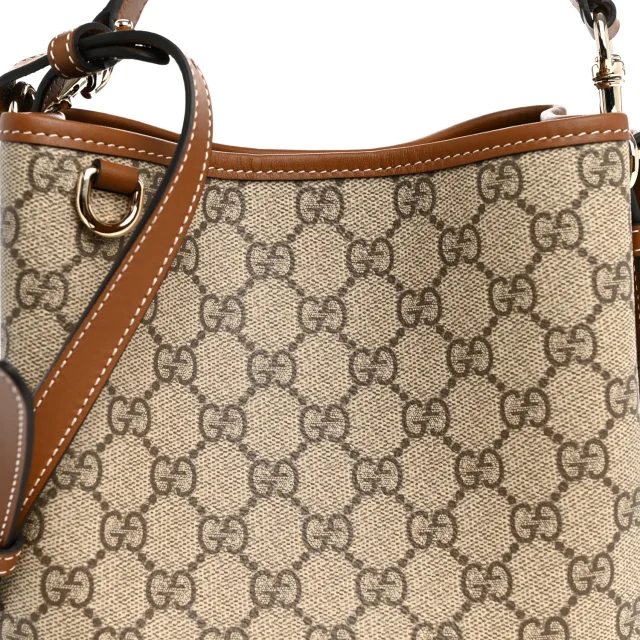 Gucci GG Supreme Monogram Emblem Small Shoulder Bag Beige Ebony Sundial in Beige Coated canvas from FASHIONPHILE, photo 8 of 11