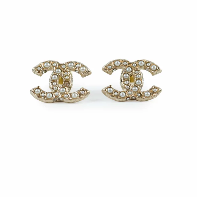 Chanel Pearl CC Stud Earrings from The Purse Affair