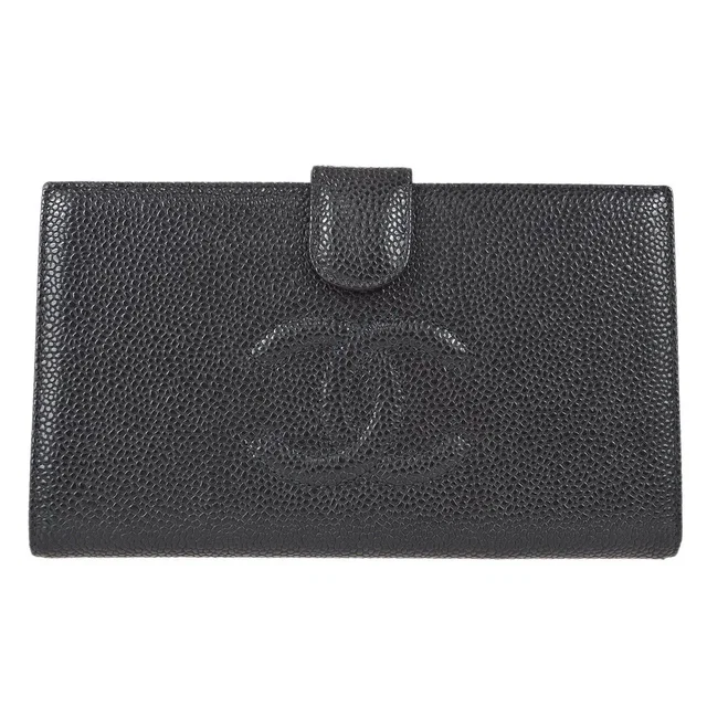 Chanel 2003-2004 Timeless Long Wallet Black Caviar in Black Caviar leather from AMORE Vintage Tokyo