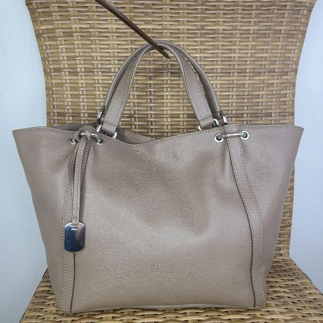 Furla Women's Tote bags - Brown/Grey in brown|gray|red from Depop