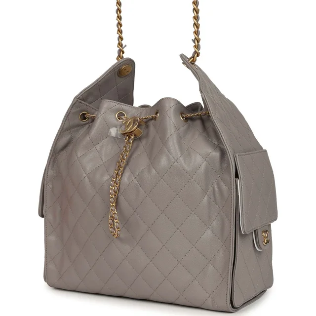 Chanel Medium 25 Hobo Bag Dark Grey Caviar Antique Gold Hardware in Grey Caviar leather from Madison Avenue Couture, photo 5 of 10