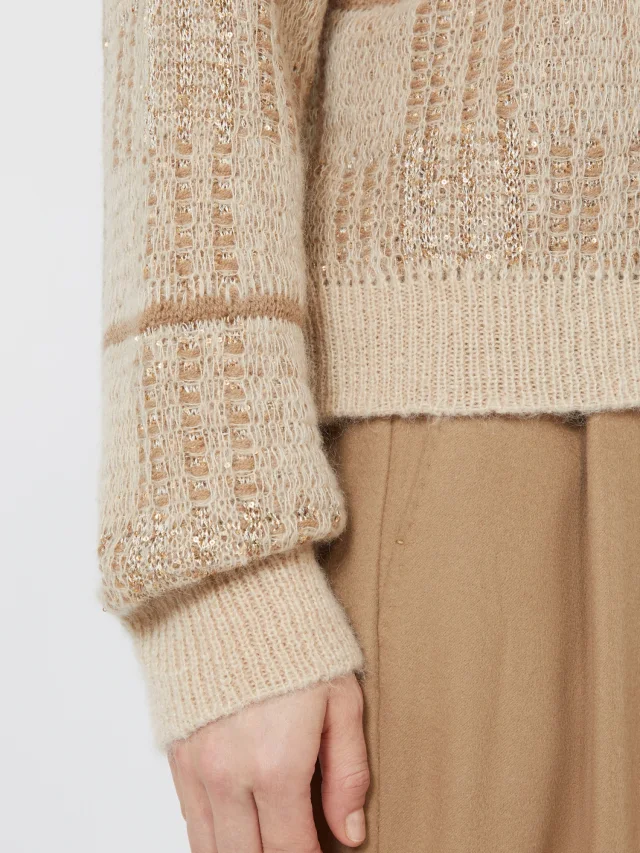 Max Mara Boxy-fit wool, mohair and cashmere sweater - Ecru, photo 5 of 5 from SENSER