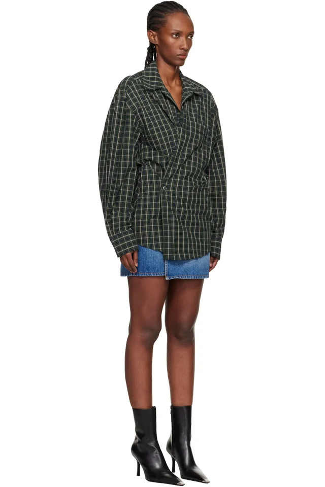 Alexander Wang Green Pre-Styled Wrap Minidress, photo 2 of 4 from SSENSE