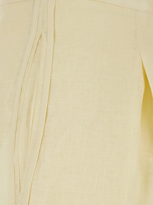 SEMICOUTURE Yellow Pants with Drawstring Waist in Linen for Women in Yellow 100% Linen, photo 5 of 6 from Gaudenzi Boutique
