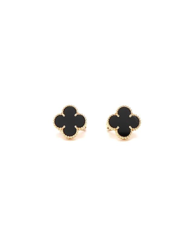 Van Cleef & Arpels Vintage Alhambra Onyx Earrings from A Retro Tale