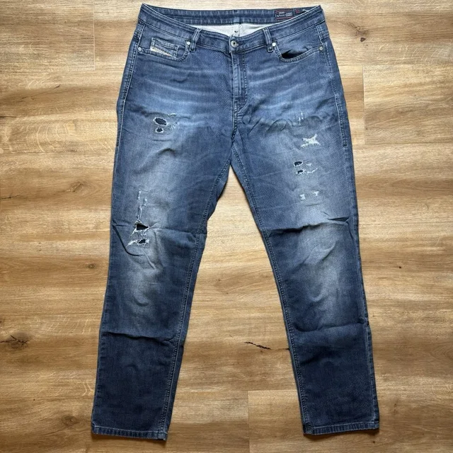 Diesel Rizzo Joggjeans Women 29 Blue Slim Fit Distressed Hybrid Denim Sweatpants in blue Denim from Poshmark