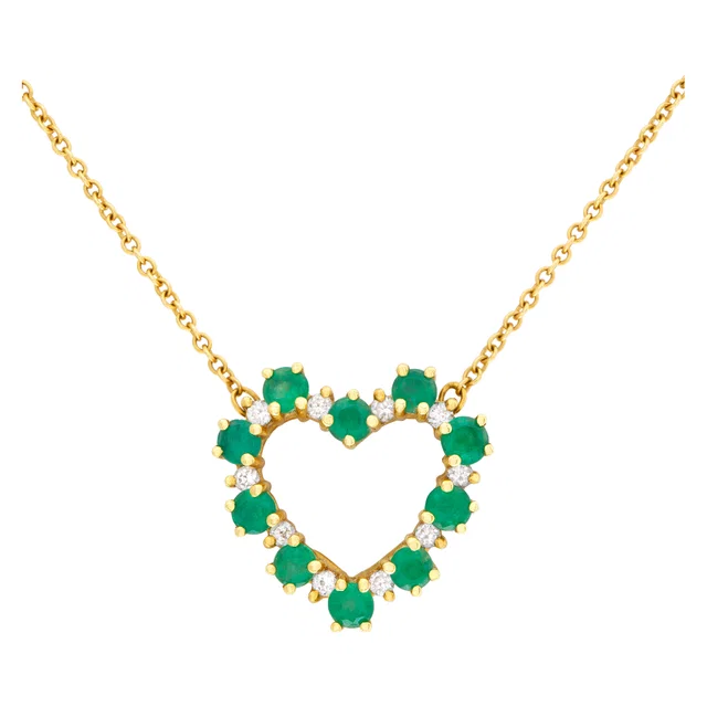 Tiffany & Co. emerald and diamond heart necklace in 18k in Green Yellow Gold from Gray And Sons