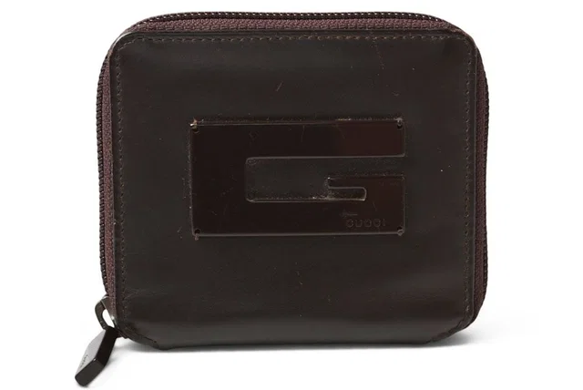 Gucci Coin Purse Card Case Vintage Mini Wallet G Plate Calfskin Brown in Brown Calfskin from The Reluxe