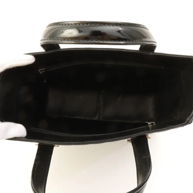 Chanel Circa 2001 Patent Chocolate Bar Handbag Black in Black Patent leather from VINTAGE QOO TOKYO, photo 5 of 11