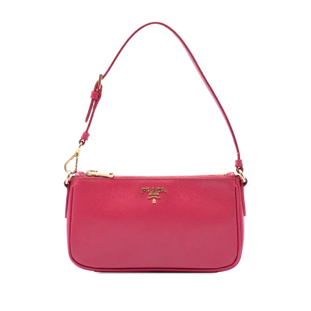 Pink Prada Saffiano Shoulder Bag in Pink Saffiano leather from Designer Revival