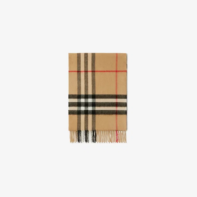 Burberry Checked Cashmere Scarf — Beige Scarfs in Beige Cashmere from HEWI