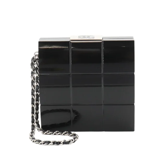 Chanel Chain Clutch Plastic Lambskin Black Chocolate in Black Lambskin from The Reluxe