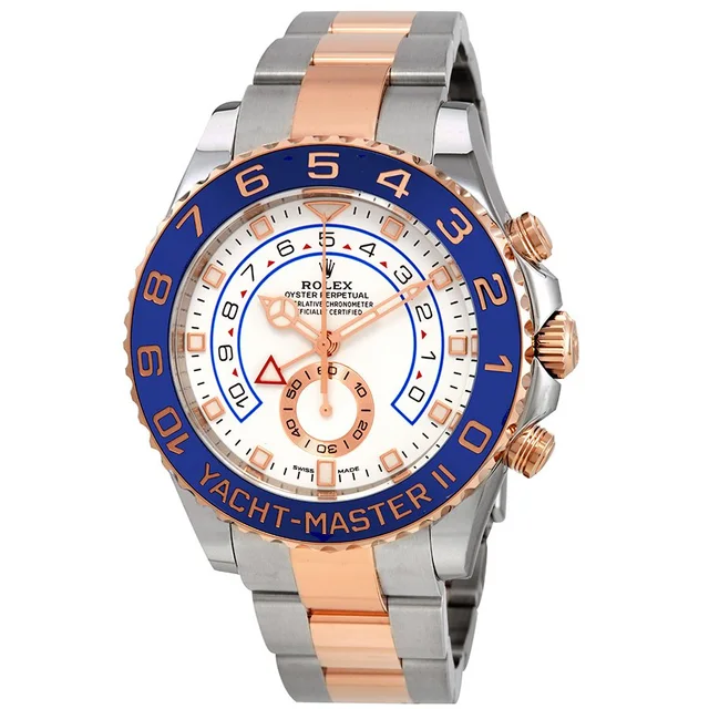Rolex Yacht-Master Ii Chronograph White Dial Mens Watch 116681-0002 in blue|gold|white Ceramic from Jomashop.com
