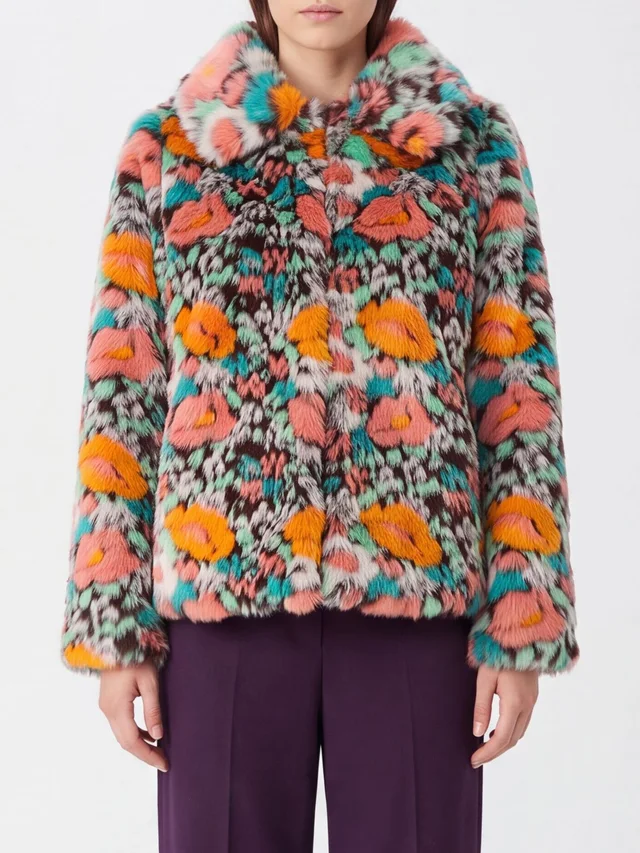 Farm Rio Floral Patterned Faux Fur Coat, photo 4 of 5 from SENSER