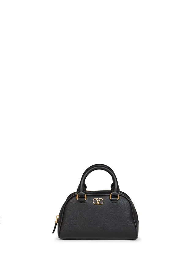 Valentino Garavani Top Handle Bag — Black Calf Leather in Black Calfskin from HEWI