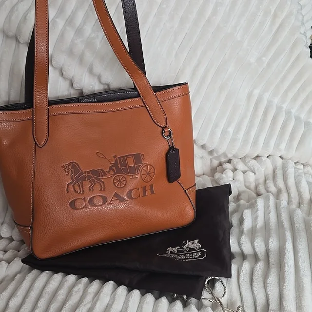 Coach Tote 27 Orange/Brown Leather in brown|red|neutral Leather from Poshmark