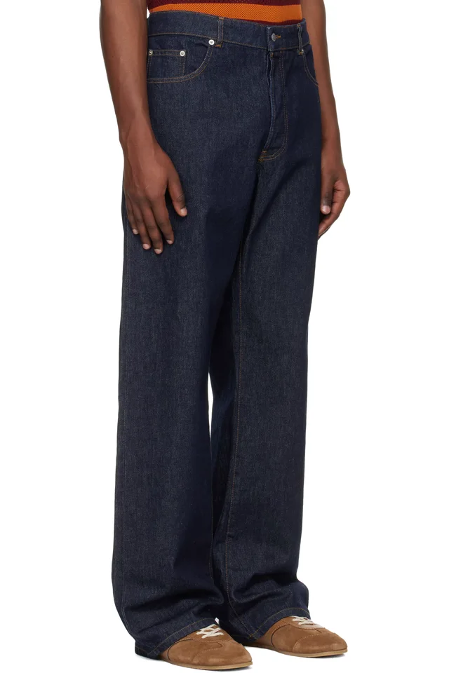 Dries Van Noten Blue Straight Leg Jeans, photo 2 of 4 from SSENSE