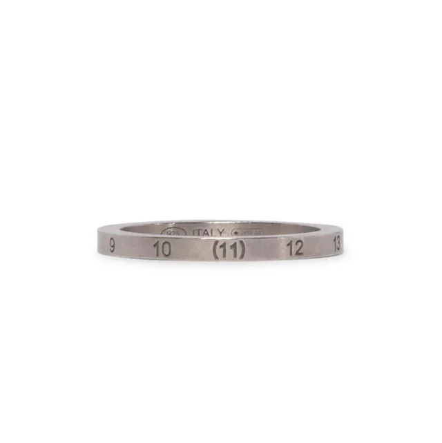 Maison Margiela Semi-Polished Silver Numerical 11 Thin Ring in Silver from Blue Spinach